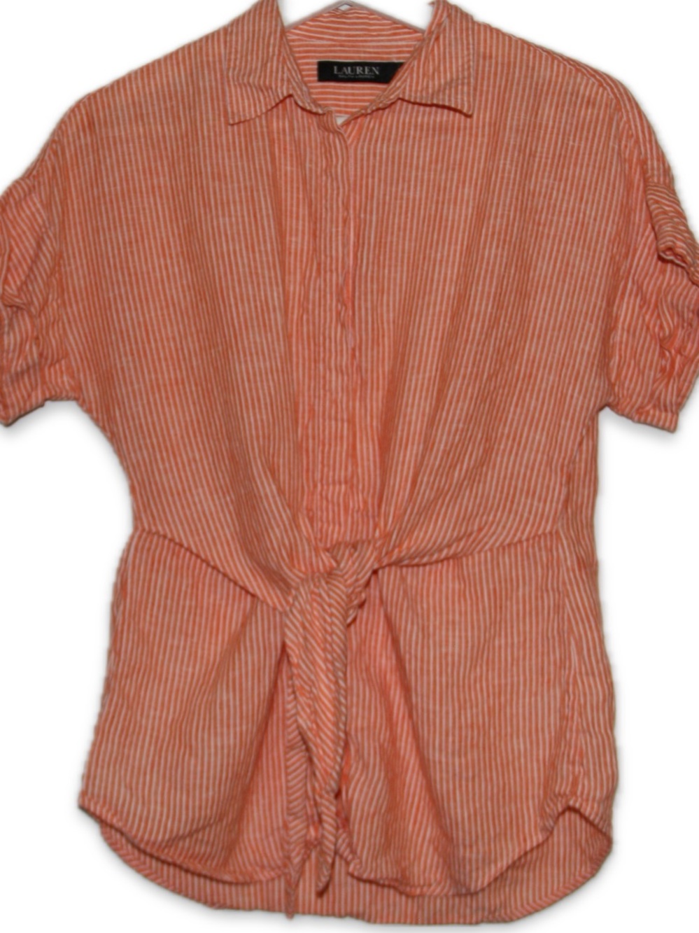 Ralph Lauren Orange and White Striped Linen Shirt